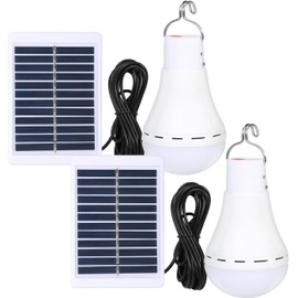 Solar Powered Lamp Portable Led Bulb 9walt Lights Solar Energy Panel Led Lighting for Camp Tent Night Fishing Emergency Lights Flash 350LM (Black 2)