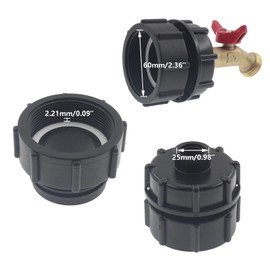 275-330 Gallon IBC Tote Water Tank Adapter,SAFYY IBC Tote Fitting with Brass Hose Faucet Valve,Garden Hose Connector,60 Fine Thread+Garden Hose Faucet 3/4 inches Inlet,Pack of 1