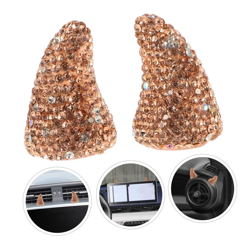 Mikinona Car Devil Horn Decorations 3d Rhinestones Sticker Set Easy