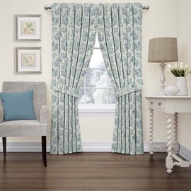 Waverly Charmed Life Decorative Window Treatment Rod Pocket Curtains for Living Room, Single Panel, 52" x 63", Cornflower