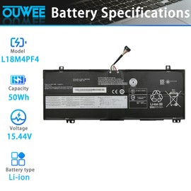 OUWEE L18M4PF4 Laptop Battery Compatible with Lenovo IdeaPad C340-14API C340-14IWL S540-14API S540-14IML S540-14IWL Series L18M4PF3 5B10W67194 L18C4PF3 L18C4PF4 50Wh 3240mAh 15.44V
