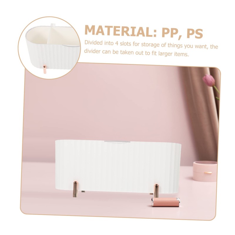 GLEAVI Compartment Cotton Pad Box Lidded Storage Organizer for Bathroom