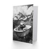 Artery8 Greeting Card Sloth in Bathtub on Mountain Black White