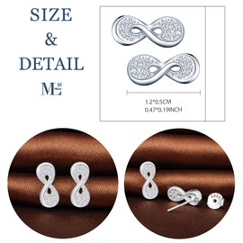 MicLee Women's Earrings 925 Sterling Silver Cubic Zirconia Simple Infinity Sign Infinity Stud Earrings with Gift Bag, Super Christmas Gift, Silver Cubic Zirconia, Cubic Zirconia