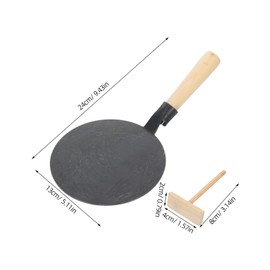 HOLIDYOYO Crepe Pan with Spreader Flat Frying Pan Dough Spreader for Roti Egg Omelet Tortilla Dosa Skillet Pan Crepe Maker Pan for Electric Induction Gas Stove Kitchen Cookware