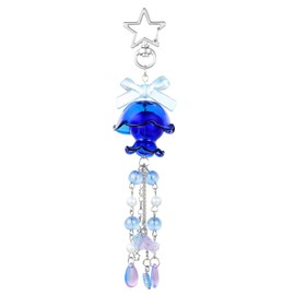WEWAYSMILE Cute Blue Jellyfish Keychains for Women Acrylic with Bow Purse Charms Aesthetic Keychains Bag Charms for Backpacks Handbag Decorations