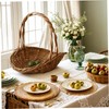 Wicker Basket With Handle 2PCS Garden Basket for Gathering Vegetables