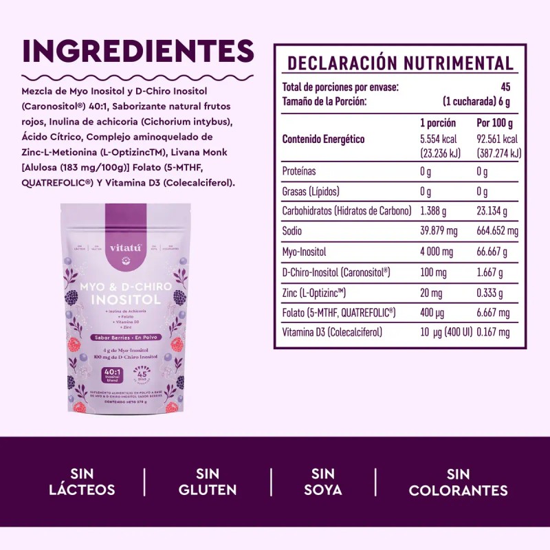Vitatú Myo Inositol Chiro Sabor Berries Frutos Rojos
