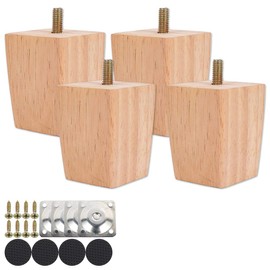 Keyohome Keyohome 4PCS Height Sofa Legs Wooden Furniture Legs Replacement Armchair Cabinet Feet Wood Cabinets Legs Straight Wood Color for Couch Ottoman Dresser (6cm) 