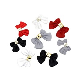 24pcs Small/Large Frosted Bow Nail Art Jewelry Bow Tie Bowknot Jewelry Accessories 3D Tips Nail Bow Alloy Rhinestones Flower Manicure DIY Decoration(white,gray,black,red)