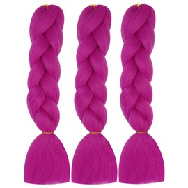 Herina Orchid Pink Braiding Hair For Braids 24inch Jumbo Fake Braid Hair Extensions For Dutch Braid Or Match Color Bubble Braids(3pcs/pack)