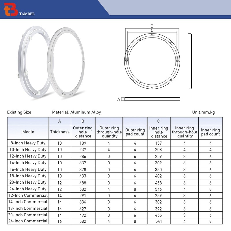 TamBee Lazy Susan Bearing 18 Inch - Heavy Duty Lazy