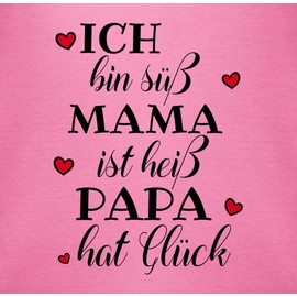 Shirtracer - Baby Bodysuit Boy Girl - Sayings - Ich bin süß - Mama ist heiß - Papa hat Glück - Hearts - Black, 3 Pink, 0-3 months