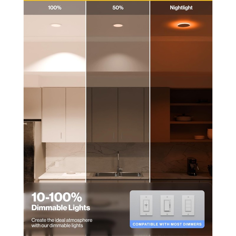 Sunco 6 Pack 6 Inch LED Recessed Light with Night