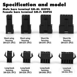 Jst Connector Kits 200PCS Sm Plug Connector 3 Pin Connector Jst Plug Jst Sm Connector 3 Pin 2/3/4/5pin Male Female Wire Jumper with Jst-Sm Connector Assortment Kit