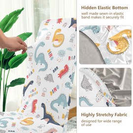 Kigai Cute Funny Kids Dinosaurs Chair Covers Set of 2, Washable Removable Chair Covers Protector for Dining Room,Hotel,Ceremony