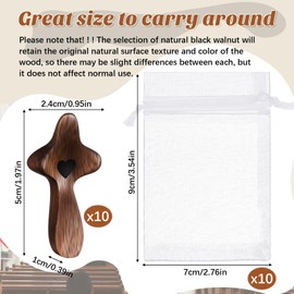 Threehoney 10 Pcs Cross My Heart, Encouragement Gift Small Handheld Wooden Cross with Organza Bags Fingertip Stress Relief Gifts Pocket Cross for Prayers Religious Christmas Gift