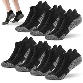 VIDA4U 7 Pares Calcetines de Hombre, Calcetas de Algodón Transpirables y Antiderrapantes, Tines Deportivas, Gym, Running, Escalada y Baloncesto (Negro)