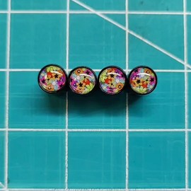 AutoValveCaps Flower Bouquet (Style 3) Tire Valve Caps - Black Aluminum - Set of 4 - Universal