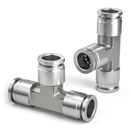 Bwintech 2 x 6 mm 3-way T-piece with plug-in connection, 3-way adapter for stainless steel quick release PE air lines