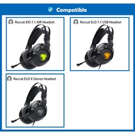 DowiTech Professional Replacement Earpads Cushion Compatible with Roccat ElO 7.1 AIR/ELO 7.1 USB/ELO X Stereo Headsets Ear pads with Skin-Friendly Leather and Memory Foam