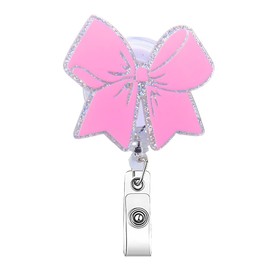 Pink Bow Badge Reel Nursing Student Gifts for Granddaughter Daughter Nurse Gifts for Women Valentines Day Gifts for Girlfriend Wife RN Badge Holder Retractable Clip for Name ID Badge Clip for Nurses