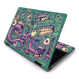 MightySkins Carbon Fiber Skin for HP Pavilion x360 11" (2019) - Eyes and Teeth | Protective, Durable Textured Carbon Fiber Finish | Easy to Apply, Remove, and Change Styles | Made in The USA