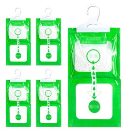 Xiqiggi 5 Packs Moisture Absorber, 80 g Moisture Absorber, Dehumidifier Wardrobe Bags for Hanging, Dehumidifier Bags, Anti-Mould Hanging Dehumidifier, Moisture Resistant