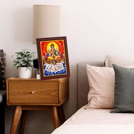 zig zag Surya Dev Ji With 7 Horses Small Photo Frame For Wall Table Size Small Pooja Room ( 6x8 inches, Acrylic Glass) 2