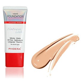 AQUAPURITY PHOERA Full Coverage Foundation New Formula Waterproof Long Lasting Oil Free Velvet Matte Liquid Foundation for Oily Skin Flawless Makeup Base Cream Concealer (103 Warm Peach…)