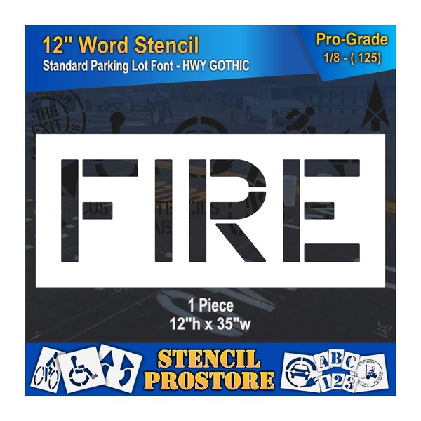Pavement Marking Stencils - 12 inch FIRE Stencil - 12"