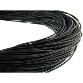 Leather Cord, Leather Cord, Leather Strap 10 m, Round, 2.0 mm, Black