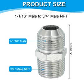 PATIKIL Hex Reducing Nipple Connectors Pipe Adapter 1-1/16" Male 37° Flare JIC x 3/4" Male NPT, Pipe Fitting Reducer Nipple Adapter Plated Steel Hydraulic Fitting