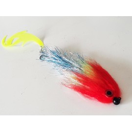 FISHIN ADDICT Red Head Flame fishing jig fly - Sea bass, pike, perch 200mm