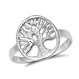 AeraVida Handcrafted Mystic Tree of Life .925 Sterling Silver Ring (8) | Round Tree of Life Ring for Women | Fashion Jewelry