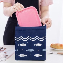 Dubens Women's Picnic Bag Tote Cool Bag Waterproof Lightweight Picnic Bag Lunch Insulated Bag Thermal Bag for Work and School Dunkelblau Fisch