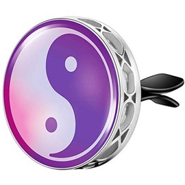Wild Essentials Yin Yang Essential Oil Car Vent Diffuser, Stainless Steel Locket Pendant With 8 Color Refill Pads, Customizable Air Freshener for Aromatherapy