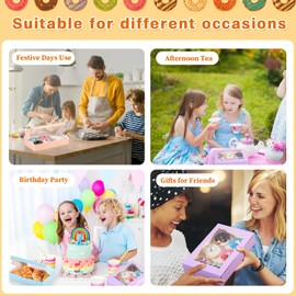 Tenare 48 Pcs Baking Boxes with Window, 12 x 8 x 2.5 Inch Strawberry Boxes, Pastel Cookie Boxes for Pastries Donut Pies Cakes Chocolate Strawberry Party Wedding Favor