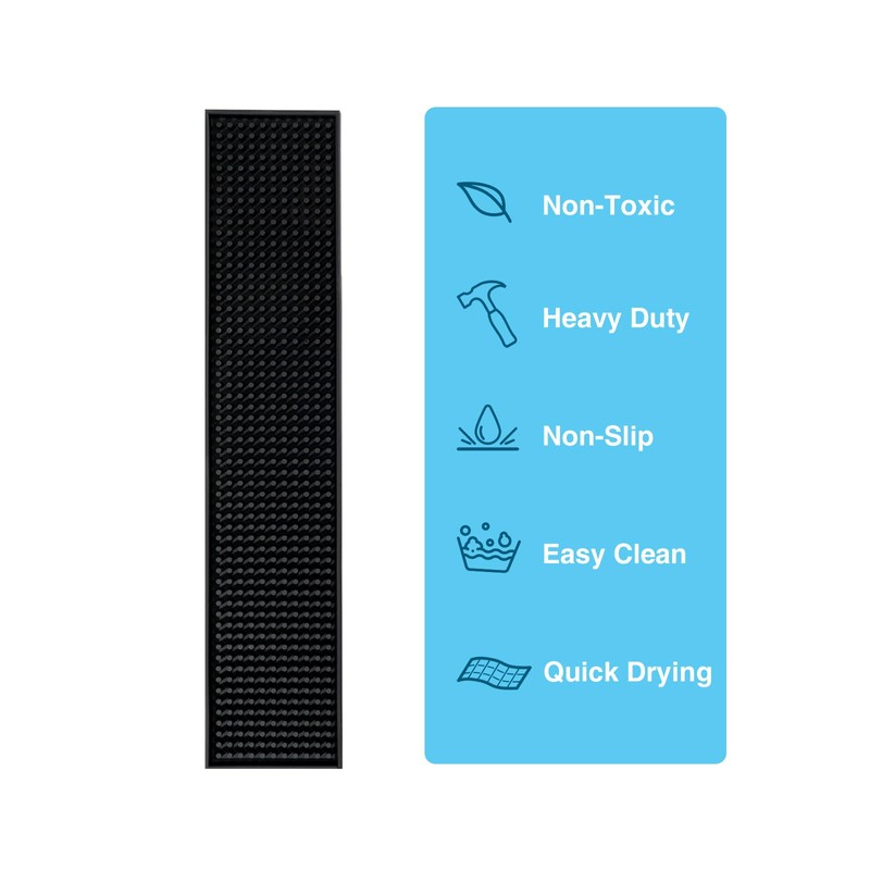 BARsics 17.5x3.5 inches Long PVC Bar Rail Mat Non-Slip Serving