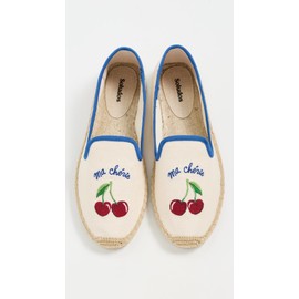 Soludos Women's The Embroidery Smoking Slippers, Ivory/Blue, 8-8.5 Medium US