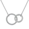 INURAN S925 Sterling Silver Two Interlocking Circles Necklace Moissanite Double