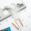 SquarezhenBo White Feather Ballpoint Pen Black Inks Pen Wedding Signing