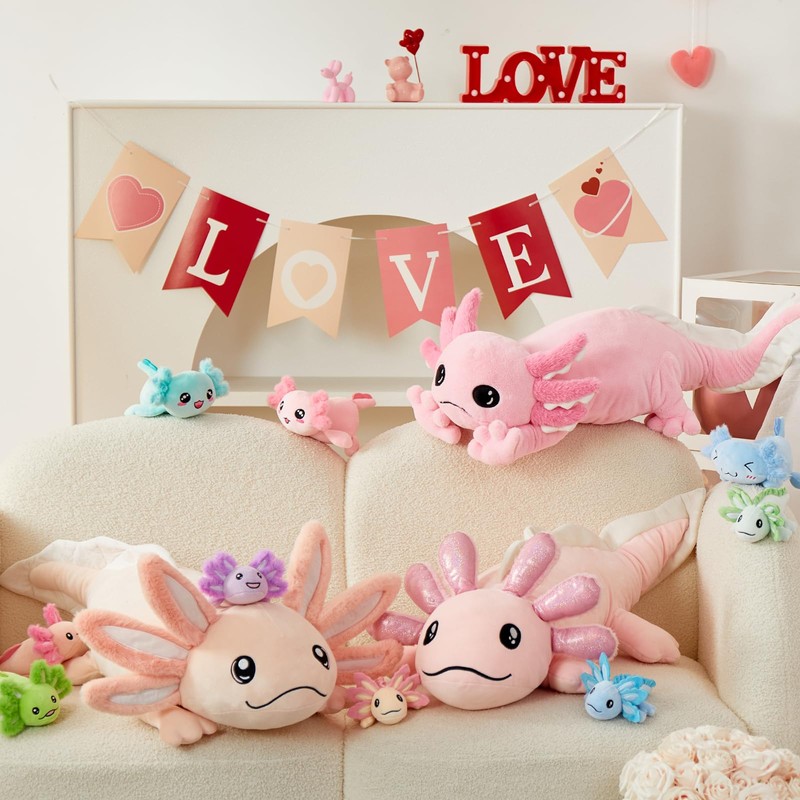MaoGoLan Giant Axolotl Plush with 3 Babies Inside, 33" Axolotl