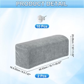 sourcing map 2Pcs Stretch Armrest Covers, Chenille Soft Armchair Slipcovers Couch Recliner Arm Cover with Twist Pins for Chair Sofa Protector, Grey