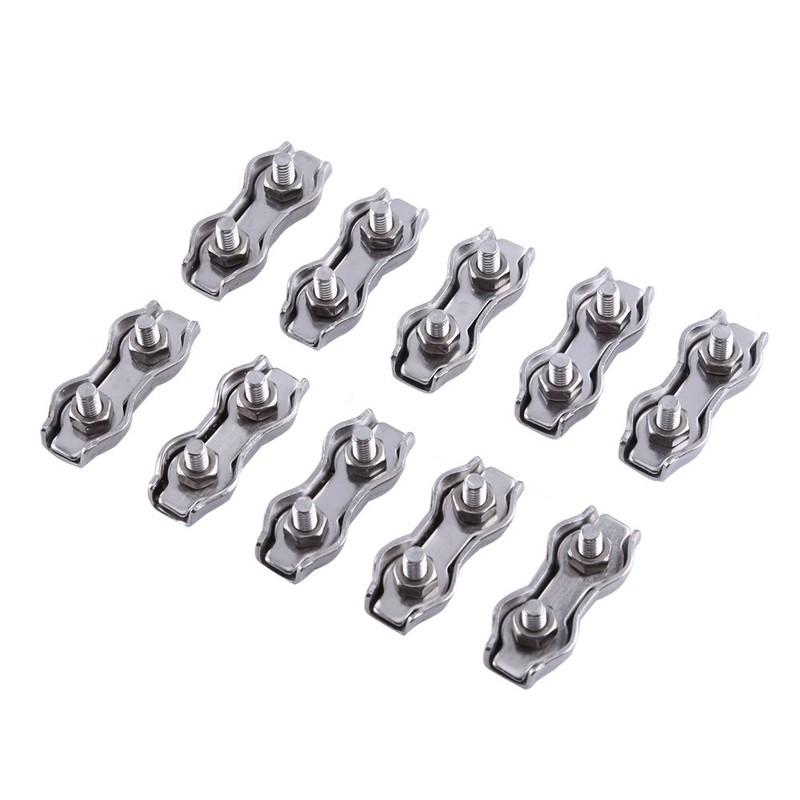 Pack of 10 Wire Rope Clips 3 mm M3 Duplex