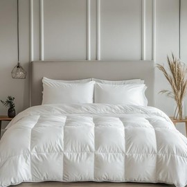 Beautyrest White Soft Feather Down Comforter Full/Queen Size,Hotel Collection Lightweight Hypoallergenic Comforter,All Seasons Full/Queen Duvet Insert with Corner Tabs,90x90 Inch