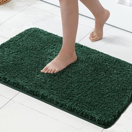 MIULEE Dark Green Absorbent Bath Rugs Soft Bathroom Mats Non-Slip and Quick-Drying for Bathroom Bathtub Showers, Machine Washable Carpet (20 x 30 Inches)