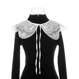 Elerevyo Detachable Fake Collar, Rhinestone Little Shawl Mini Cape Choker Necklace False Peter Pan Collar for Women Blouse One Size White-2(With Rhinestone)