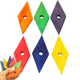 Bonka Bird Toys 3707 Pack 6 Medium Diamond Wood Foot Talon Craft Part Colored Chew Treat Replacement Making Projects Cockatiels Conures and Other Similar Birds
