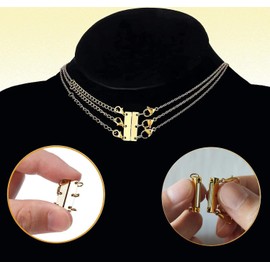 Necklace Layering Clasps - Magnetic Separator for Stackable Necklaces-18K Gold and Silver Plated Multiple Necklace Clasp - Jewelry Separator for Layered - 3 Clasp+2 Clasp Gold